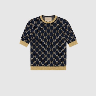 Haut en coton et lamé avec motif GG
