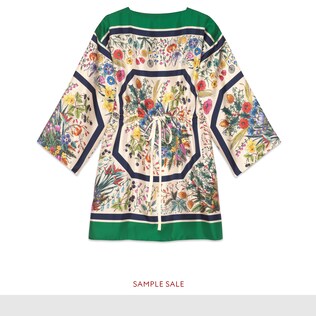 Silk kaftan with floral print