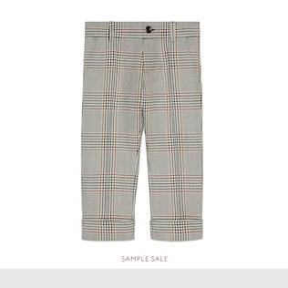 Children's retro check wool pant