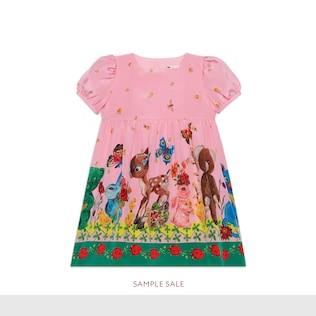 Baby animals print silk dress