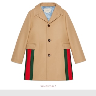 Cappotto in lana con inserto Web