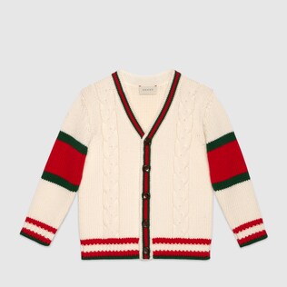 Children's cable knit wool cardigan