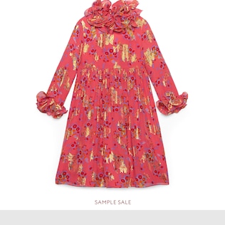 Children's bouquets print silk dress