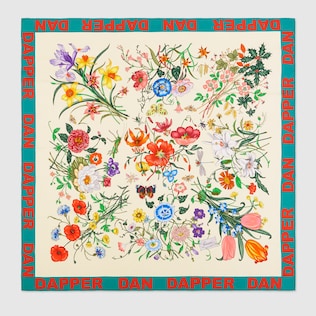Foulard Gucci-Dapper Dan in seta con stampa Flora