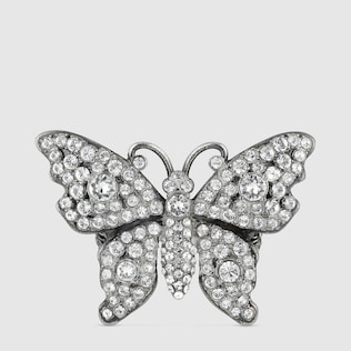 Bague papillon en métal avec cristaux