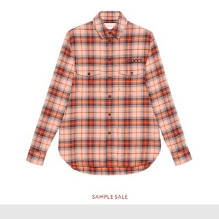Check cotton shirt with Paramount logo