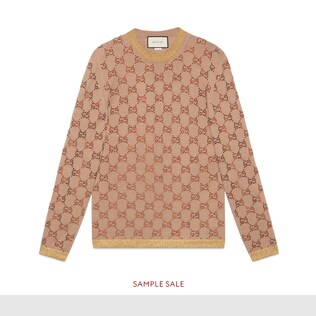 Maglione a motivo GG con cristalli