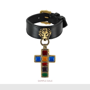 Leather bracelet with cross pendant