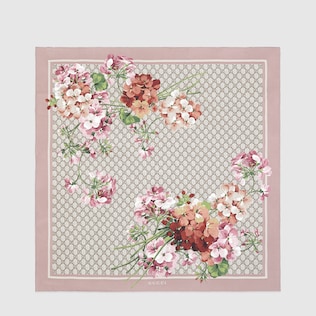 GG Blooms print silk scarf