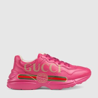 Rhyton Sneaker aus Leder mit Gucci Logo