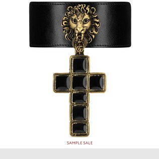 Leather choker with cross pendant