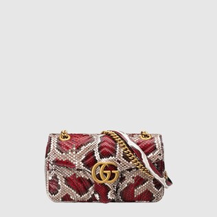 Sac à épaule GG Marmont en python petite taille