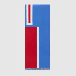 Wool scarf with Gucci jacquard stripe