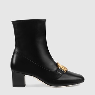 Leather ankle boot with Double G