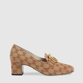 GG canvas mid-heel pump with Double G