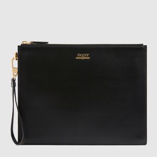 Pochette en cuir à logo Gucci