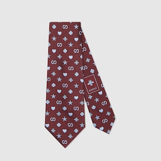 Symbols motif silk tie