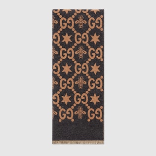 Bees and stars GG jacquard scarf