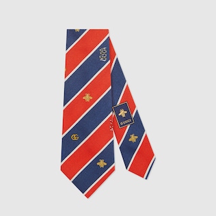 Symbols motif silk tie