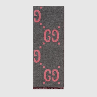 Pañuelo de seda y lana de jacquard con GG