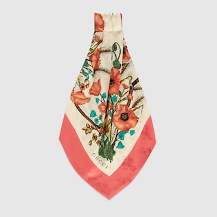 Schal aus Seide mit Mohnblumen-Print