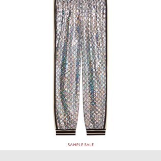 Laminated sparkling GG jersey jogging pant
