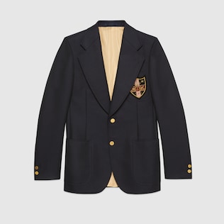 Wool jacket with patches