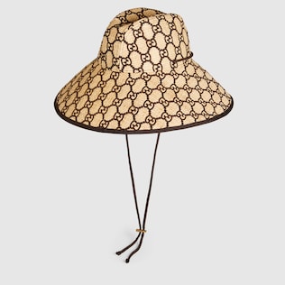 GG raffia wide brim hat