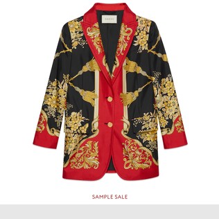 Jacke aus Seide mit Blumen und Quasten