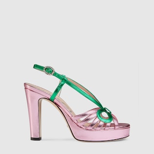 Sandalo in pelle metallizzata