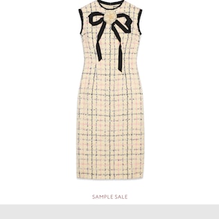 Vestido Tubo de Tweed con Lazo