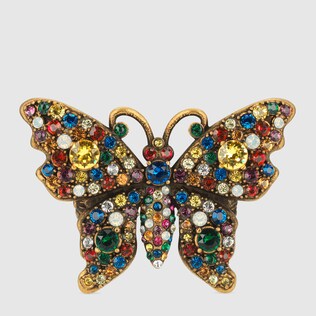 Bague papillon en métal avec cristaux