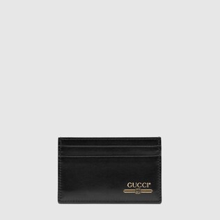 Leather card case with Gucci logo
