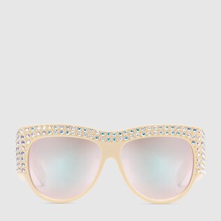 Lunettes de soleil oversize avec cristaux