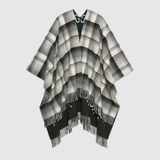 Reversible GG wool poncho