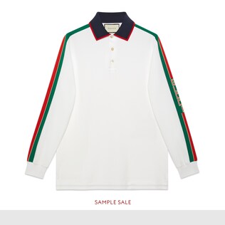 Polo in cotone con nastro Gucci