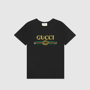 Oversize-T-Shirt mit Gucci Pailletten-Logo