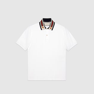 Baumwoll-Poloshirt mit Web und Felinekopf
