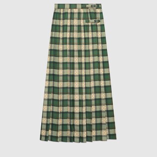 Tartan GG wool maxi skirt