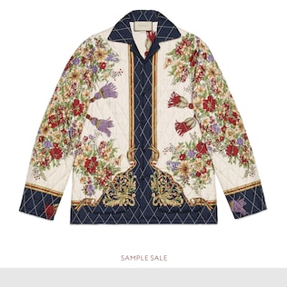 Veste matelassée à imprimé fleurs et pampilles