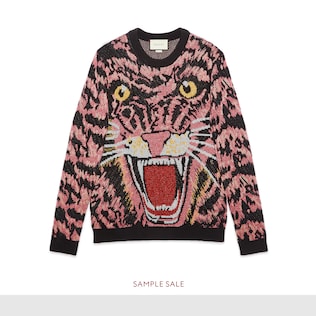 Maglione in lana e lurex motivo tigre