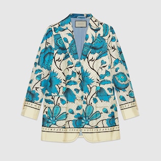 Jacke aus Seide mit Wasserfarben-Blumen