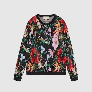 Maglione con motivo floreale e perline