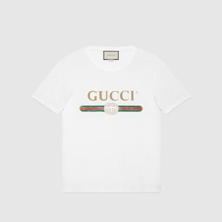 男士Gucci标识印花超大造型T恤