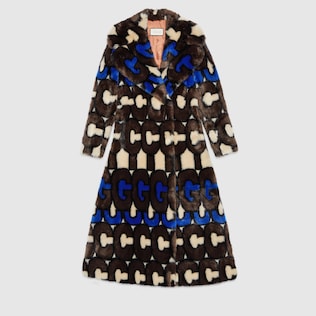 Gucci stripe faux fur coat