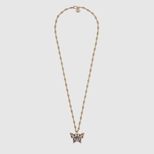 Crystal studded butterfly necklace