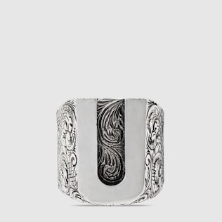 Bague lettre « U » en argent 925