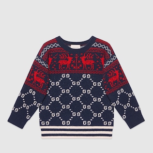 Children's GG reindeers wool sweater
