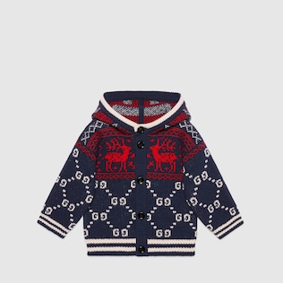 Cardigan bébé en laine GG et rennes