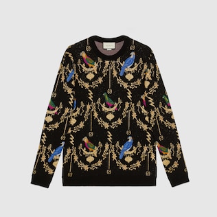 Pull en laine à jacquard Volière